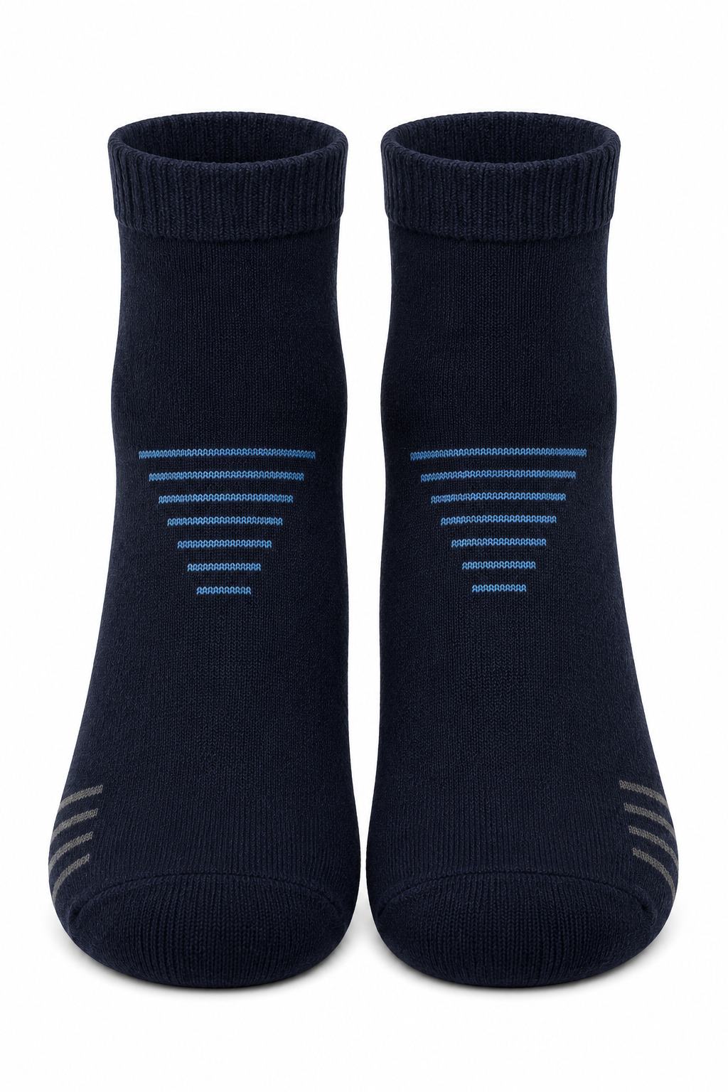 Men's Crew Length Navy Socks with Blue Accent Stripes | Premium Cotton Blend