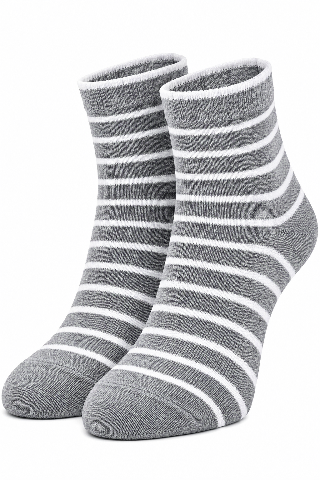 Men's Grey Melange Striped Ankle Length Socks | Premium Cotton Blend