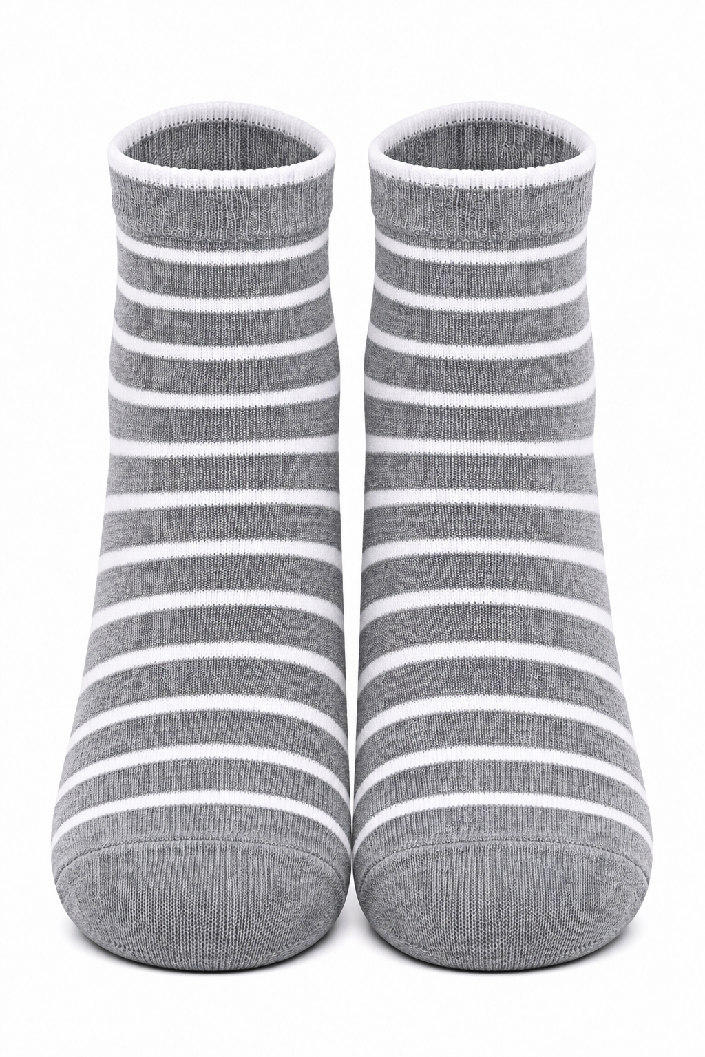 Men's Grey Melange Striped Ankle Length Socks | Premium Cotton Blend