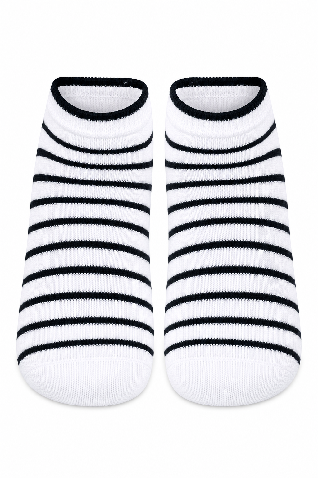 Men’s White & Black Striped Ankle Length Socks | Premium Cotton Blend Casual Socks