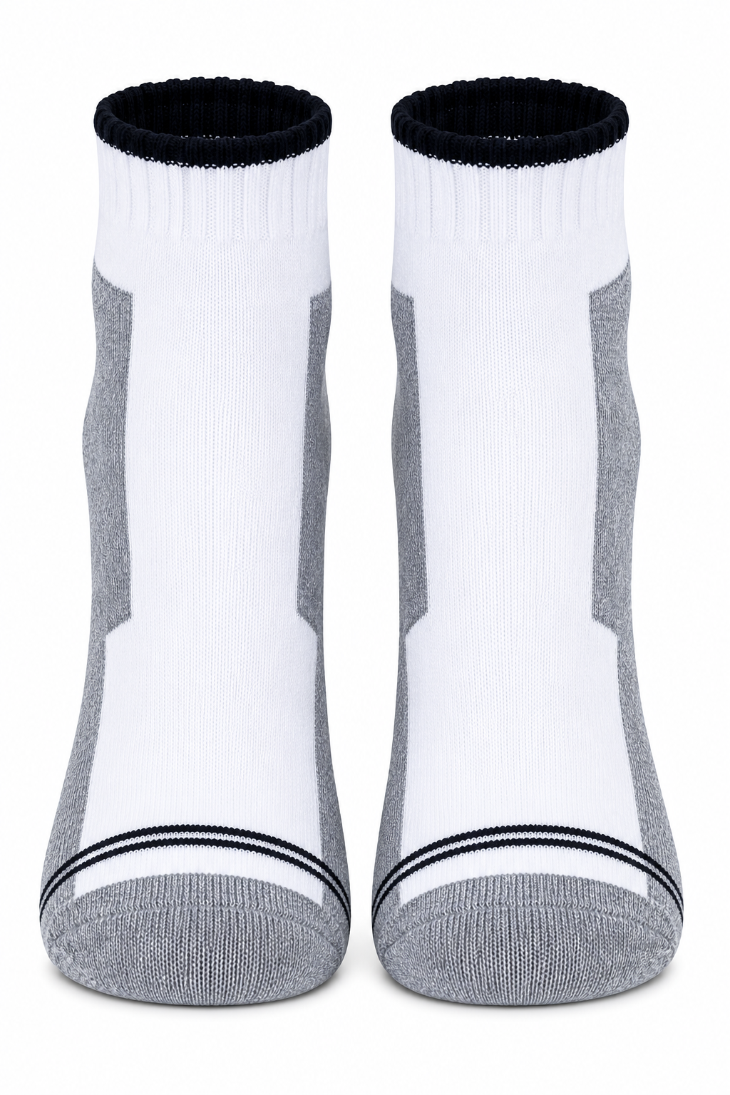 Men's Ankle Length Socks – White & Grey Color Block | Premium Cotton Blend Comfort Socks