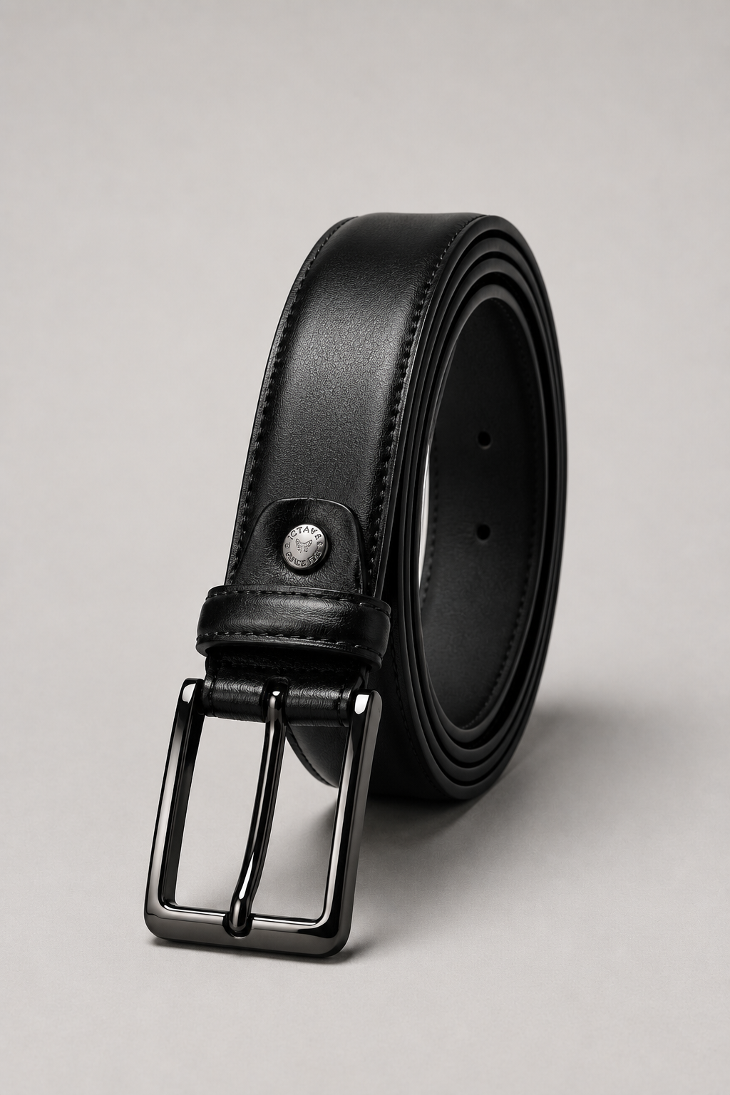 Men's Genuine Leather Belt – Classic Black Casual & Formal Belt with Gunmetal Buckle