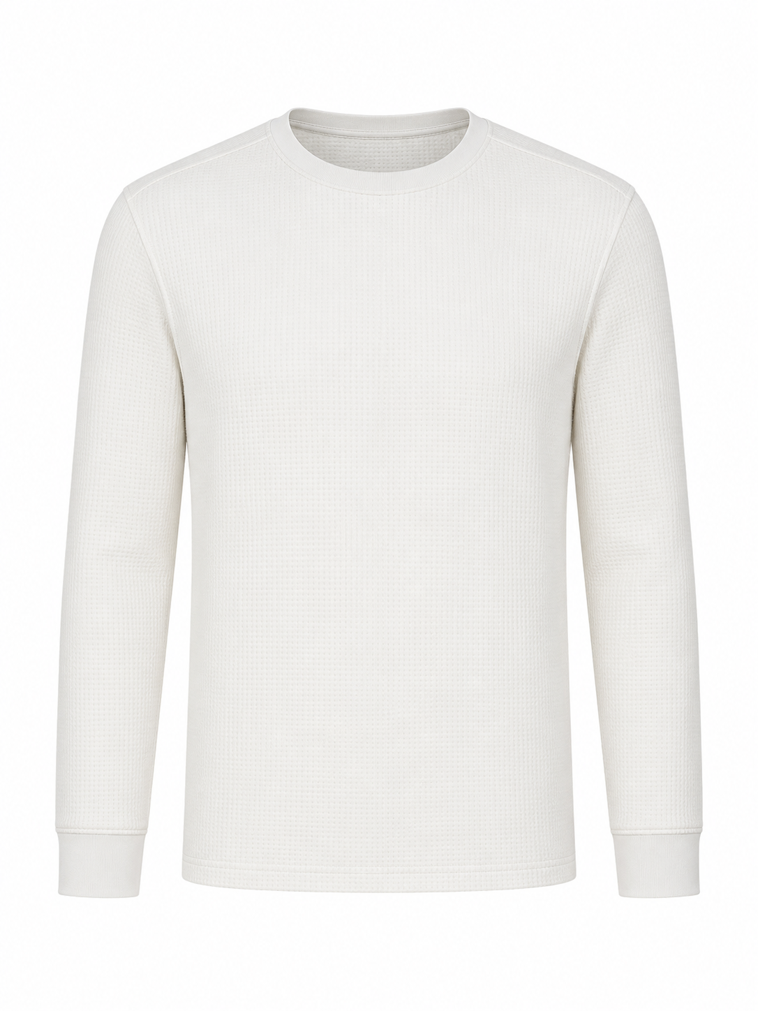 Men’s Off White Crew Neck Sweatshirt in Brushed Seersucker Fabric |