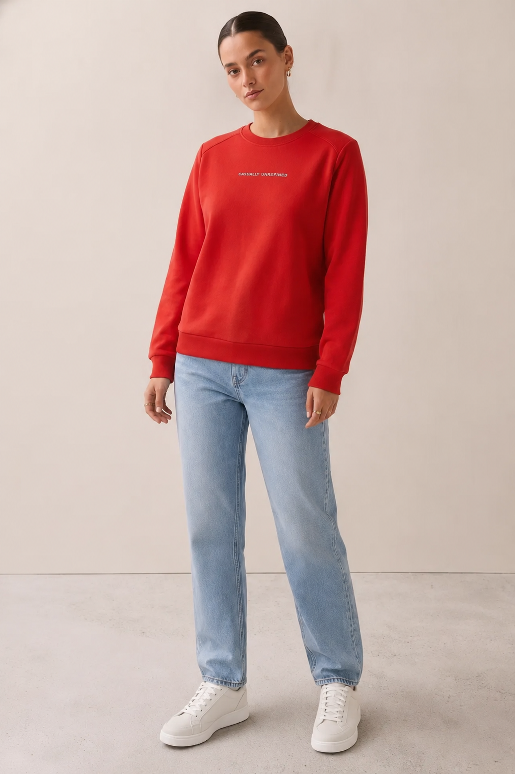 Women Black Cotton Fleece | Round Neck Full Sleeves Casual Winter Sweatshirt