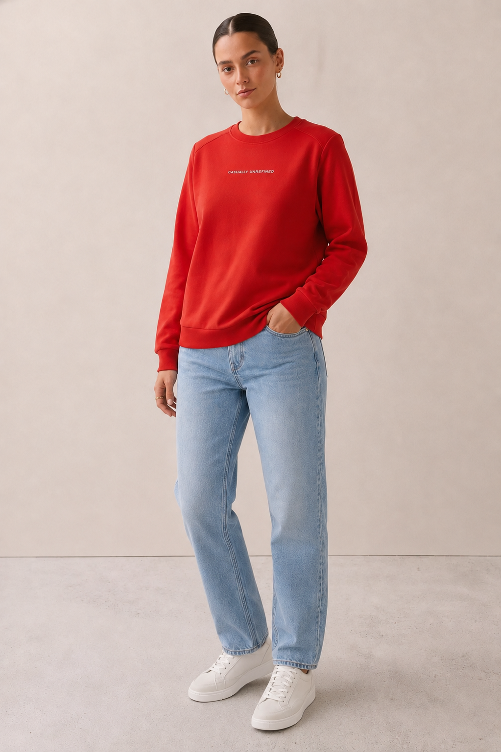 Women Black Cotton Fleece | Round Neck Full Sleeves Casual Winter Sweatshirt