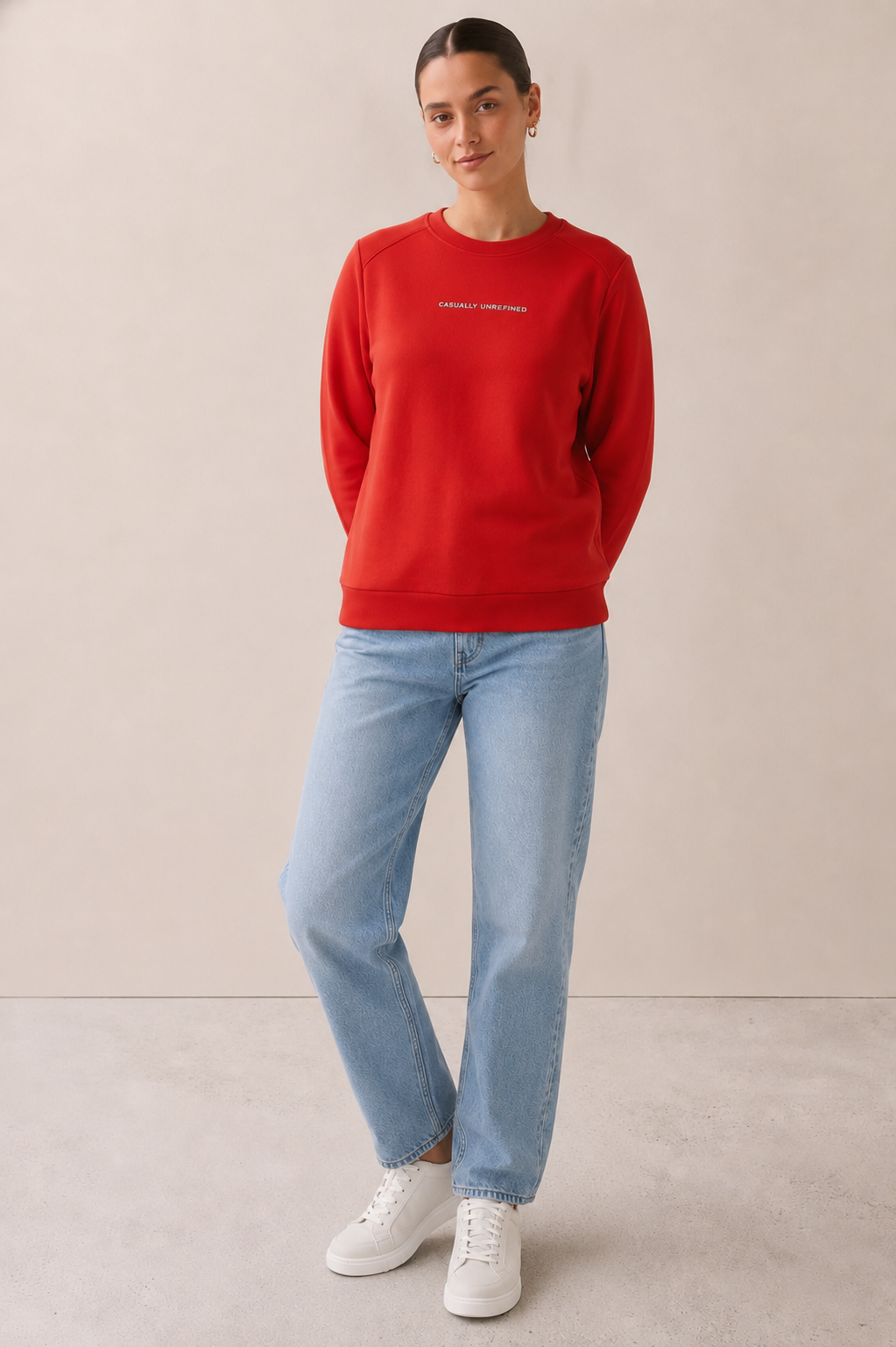 Women Black Cotton Fleece | Round Neck Full Sleeves Casual Winter Sweatshirt
