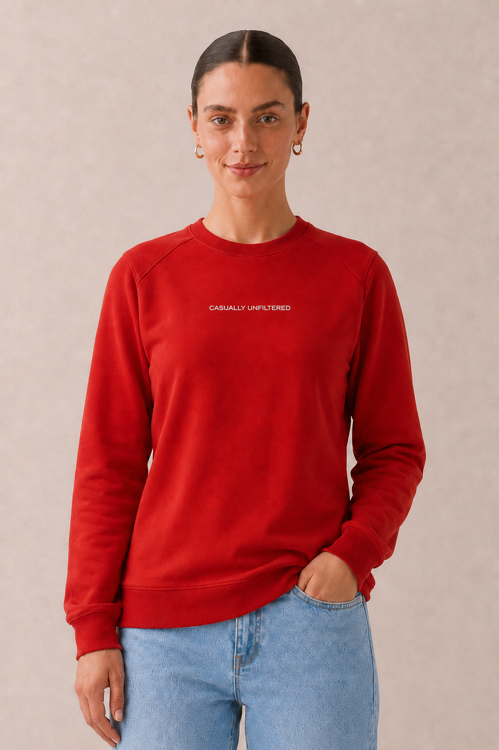 Women Black Cotton Fleece | Round Neck Full Sleeves Casual Winter Sweatshirt