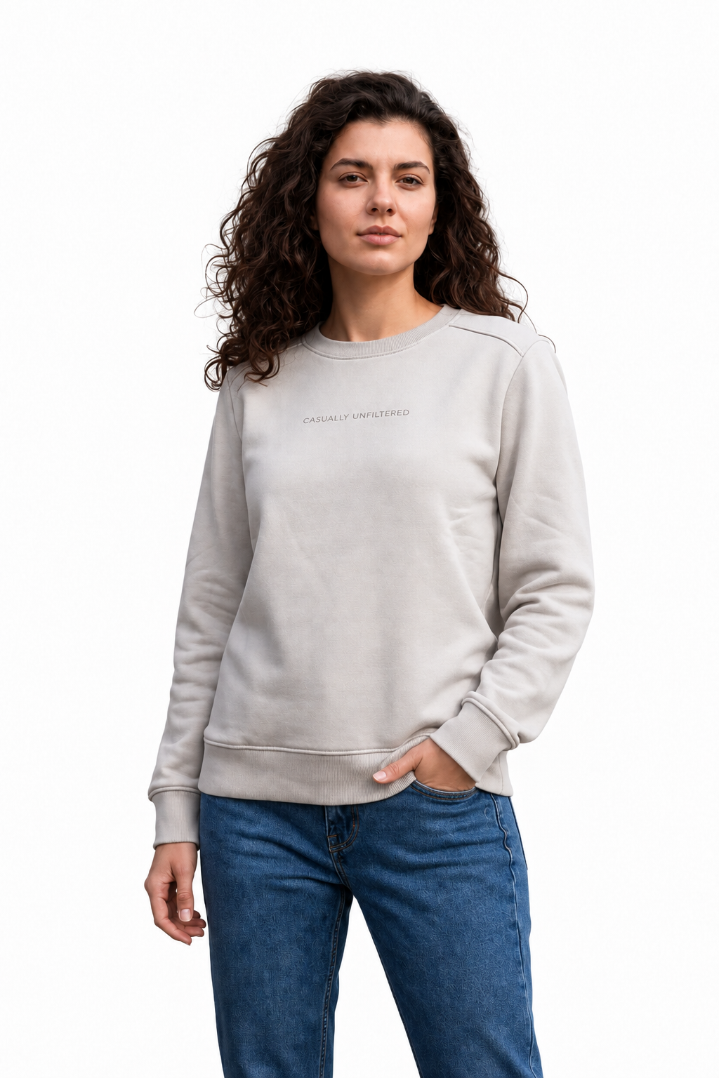 Women Arona Cotton Fleece | Round Neck Full Sleeves Casual Winter Sweatshirt