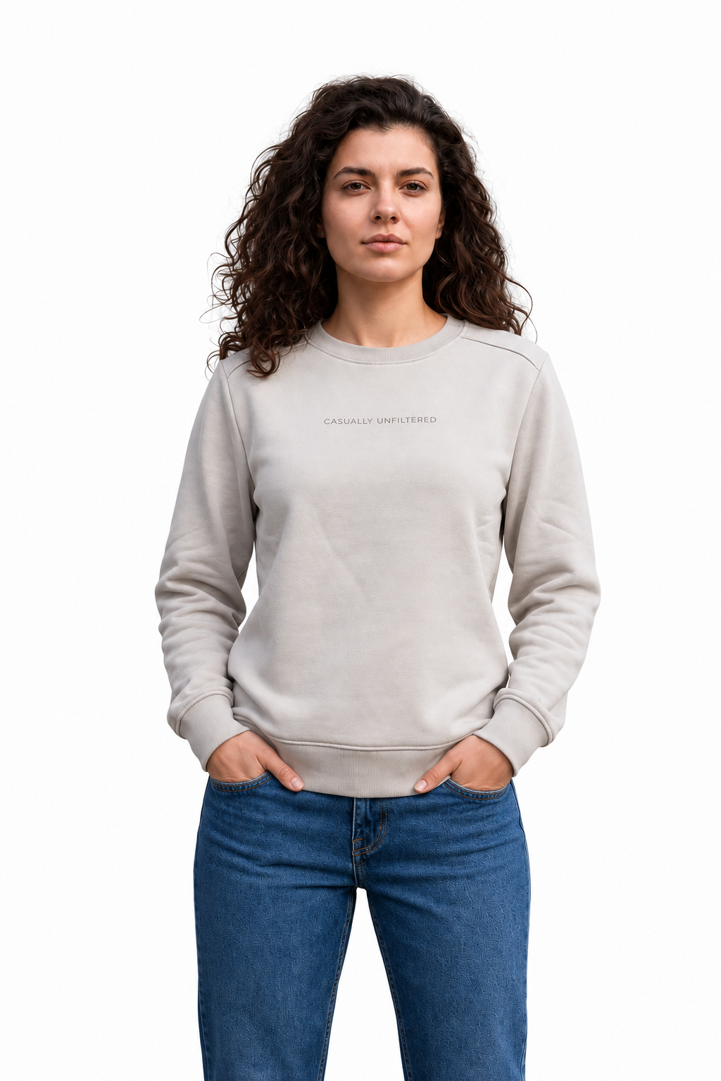 Women Arona Cotton Fleece | Round Neck Full Sleeves Casual Winter Sweatshirt