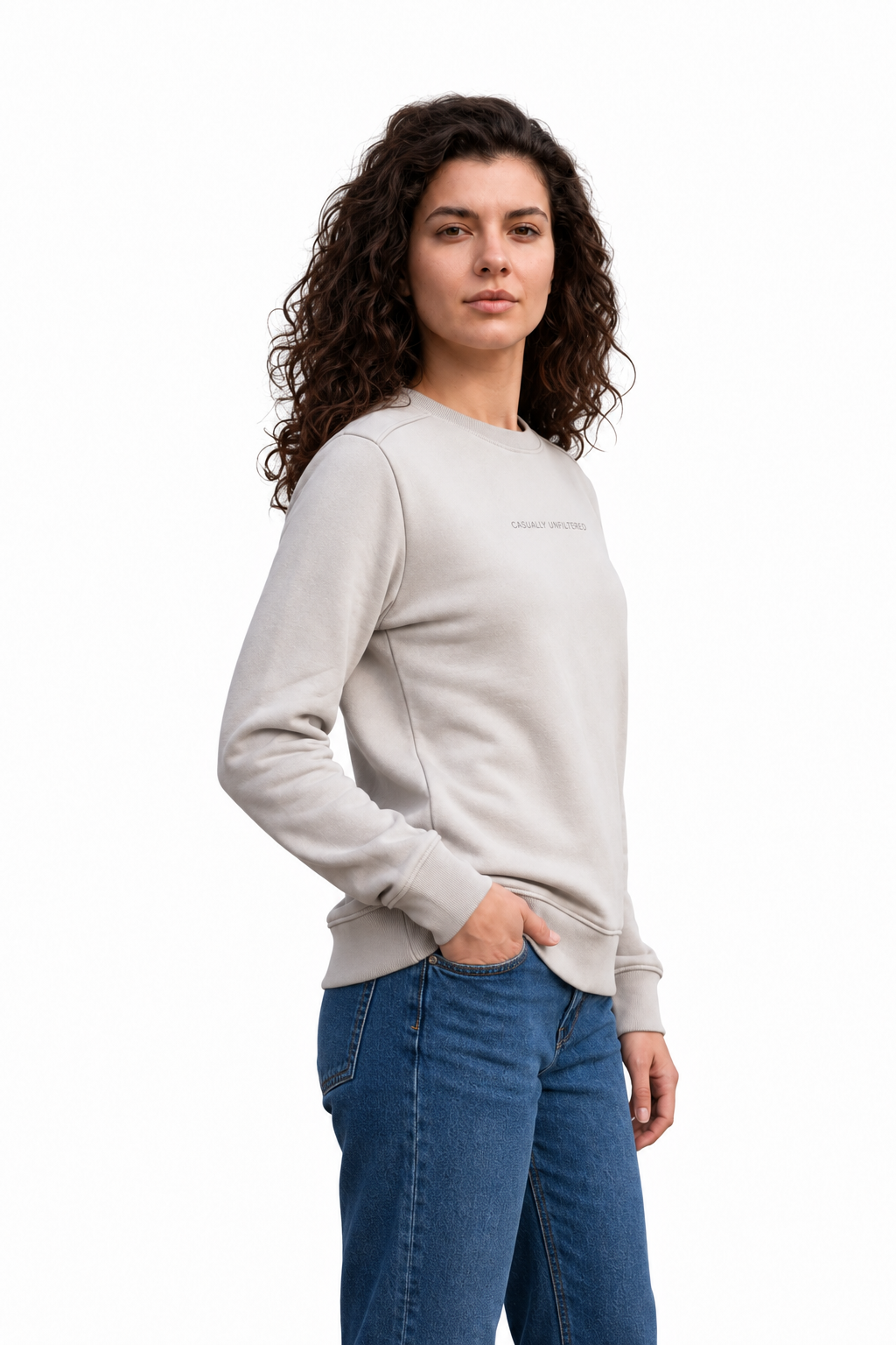 Women Arona Cotton Fleece | Round Neck Full Sleeves Casual Winter Sweatshirt