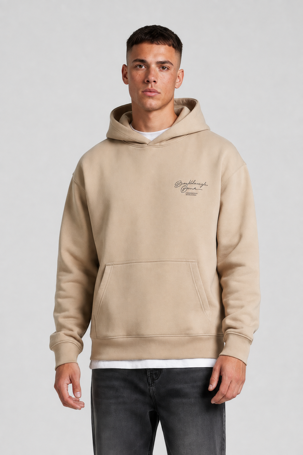 Onyx Knit Suede Hooded Men’s Sweatshirt | Kangaroo Pocket
