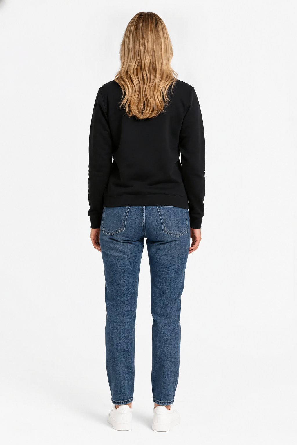 Women Black Cotton Fleece | Round Neck Full Sleeves Casual Winter Sweatshirt