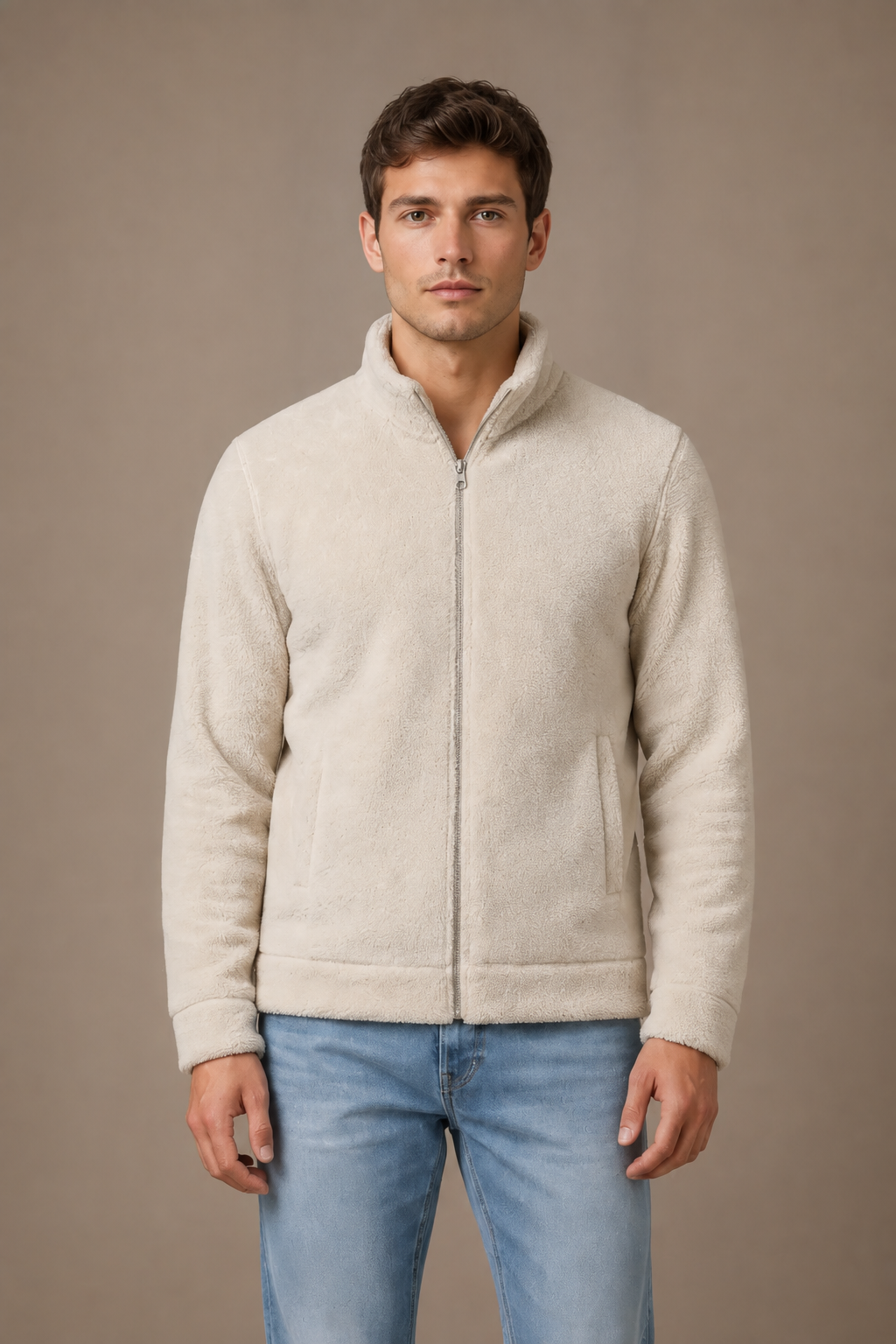 Arona Men’s Double-Sided  Coral Fur Sweatshirt |