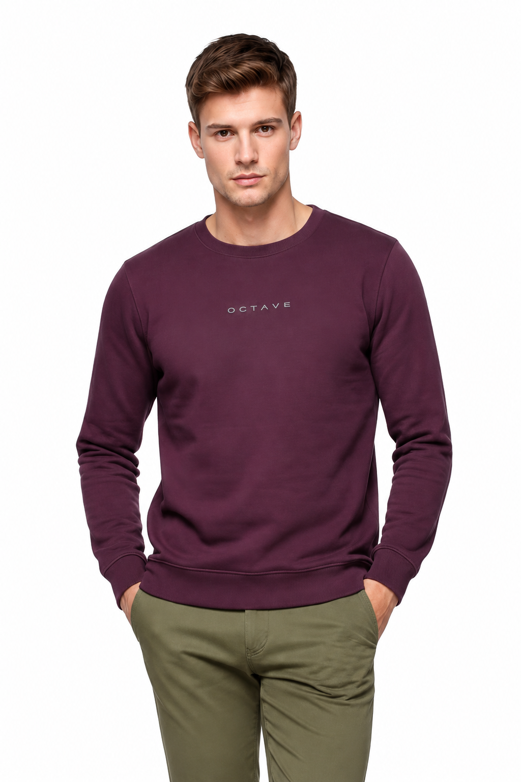 Men’s Premium Raisin Crew Neck Cotton Fleece Sweatshirt