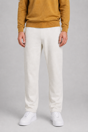 Men’s Off-White Brushed Seer Sucker Winter Lower – Regular Fit Knitted