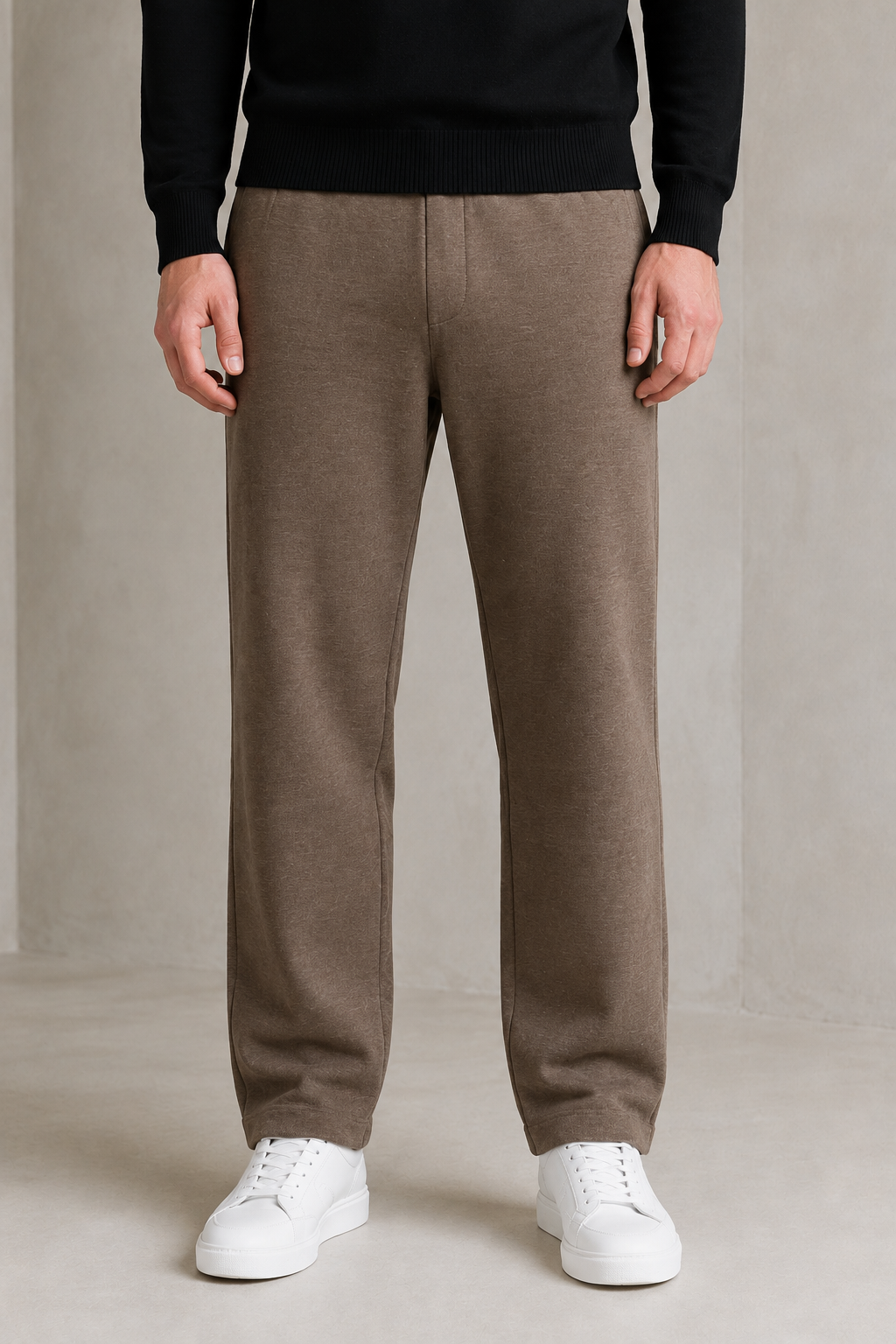 Men’s Cocoa Melange Blended Cotton Winter Lower – Regular Fit Knitted