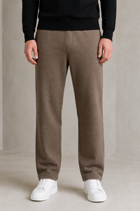 Men’s Cocoa Melange Blended Cotton Winter Lower – Regular Fit Knitted