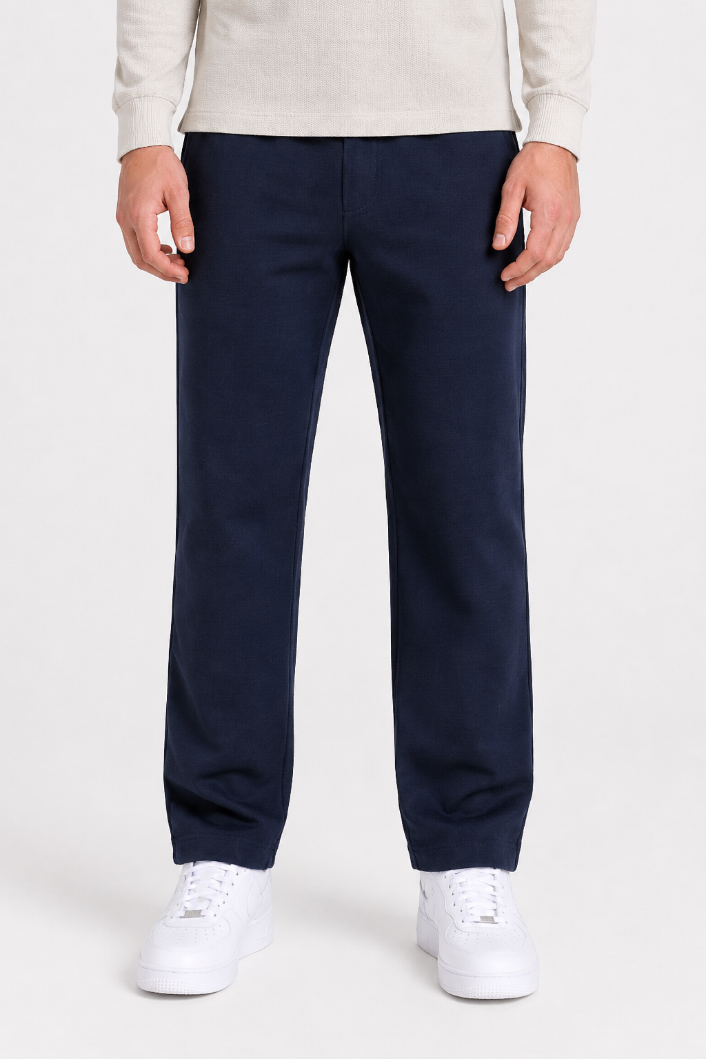 Men’s Navy Brushed Seer Sucker Winter Lower – Regular Fit Knitted