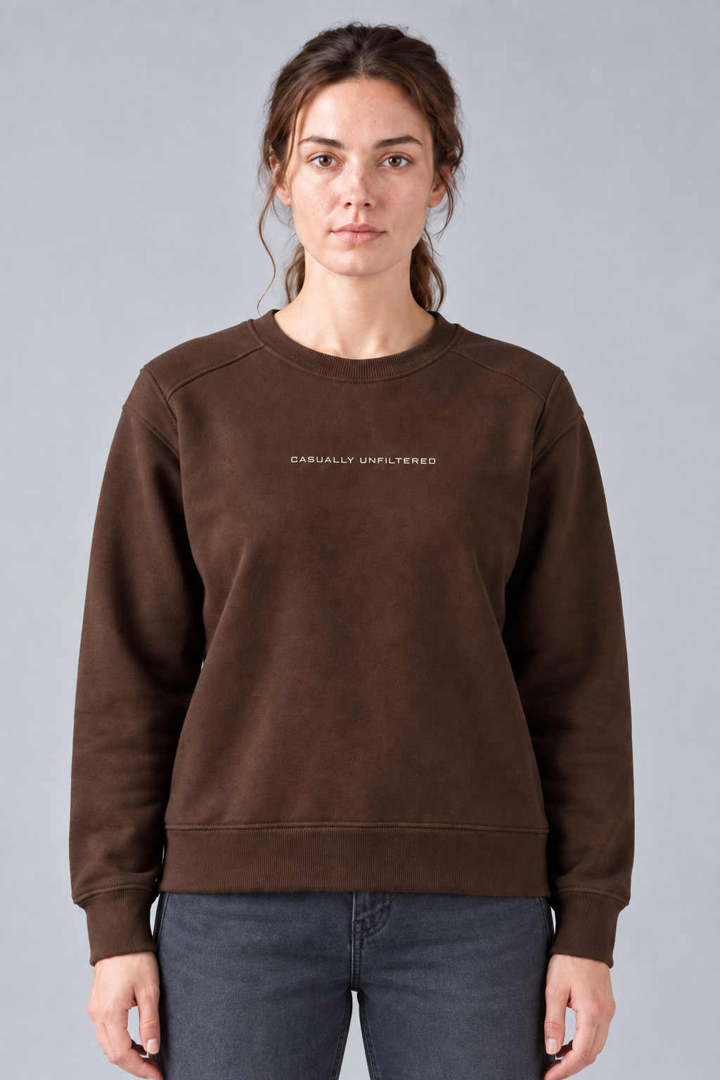 Women’s Espresso Brushed Cotton Fleece Core Sweatshirt – Regular Fit