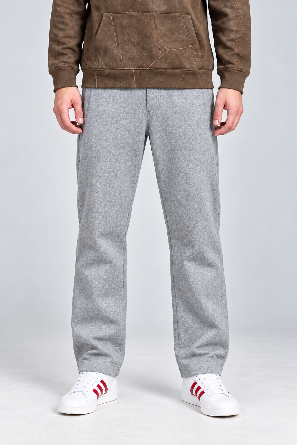 Men’s Grey Melange Cotton Fleece Lower with Drawstring