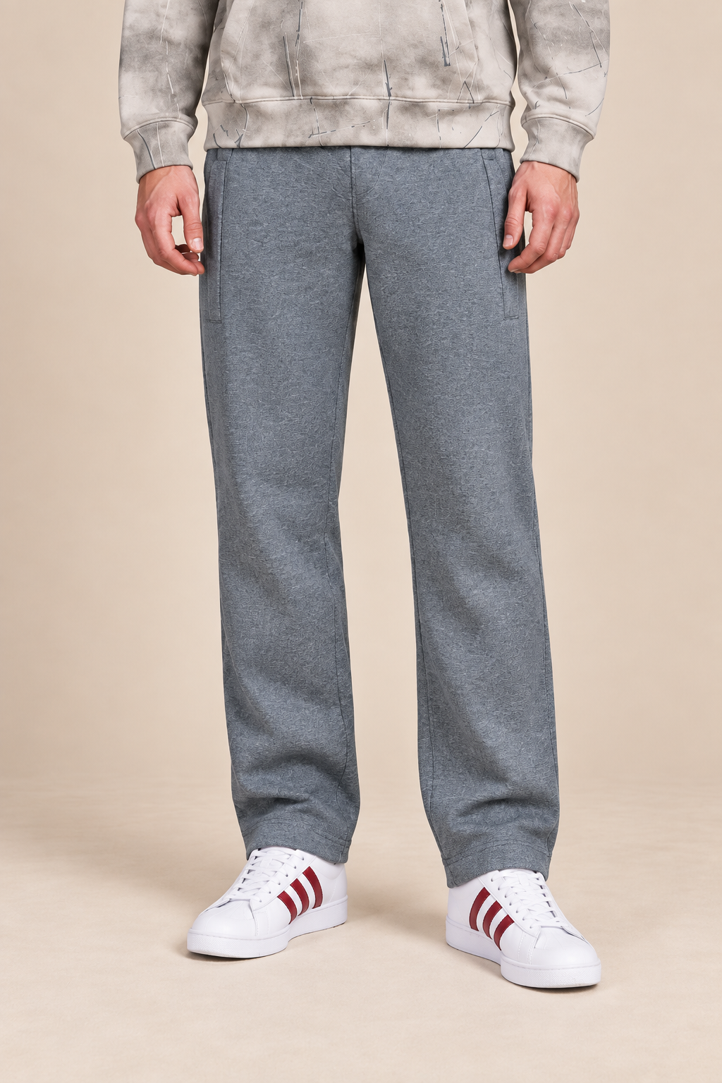 Men’s Heather Grey Cotton Fleece Lower with Drawstring