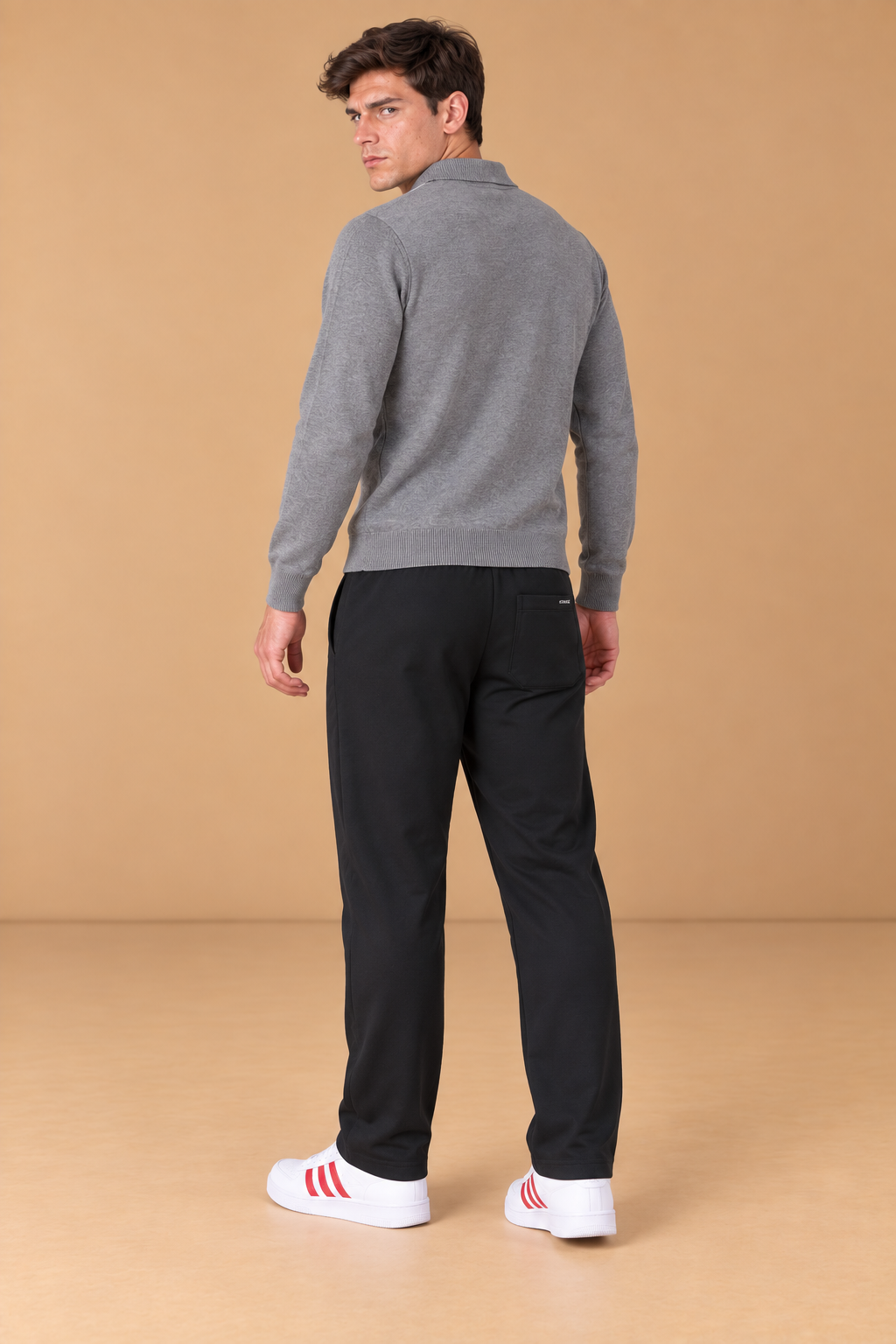 Men’s Black Cotton Brushed Fleece Lower – Regular Fit Winter Track Pants