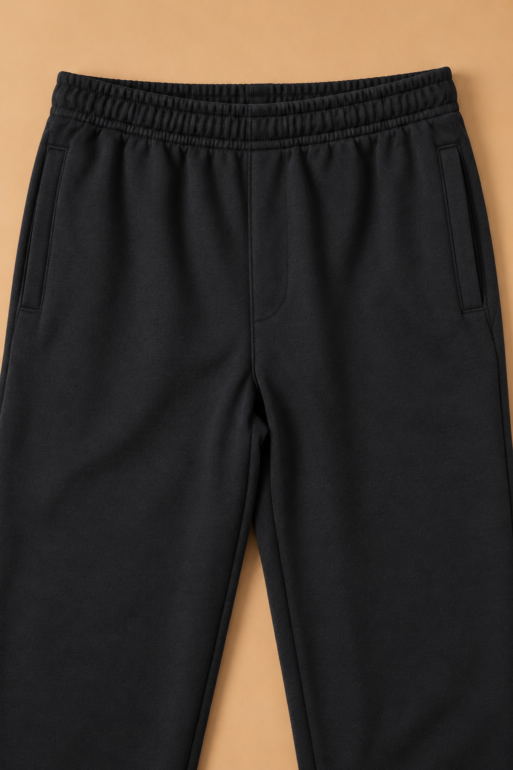 Men’s Black Cotton Brushed Fleece Lower – Regular Fit Winter Track Pants