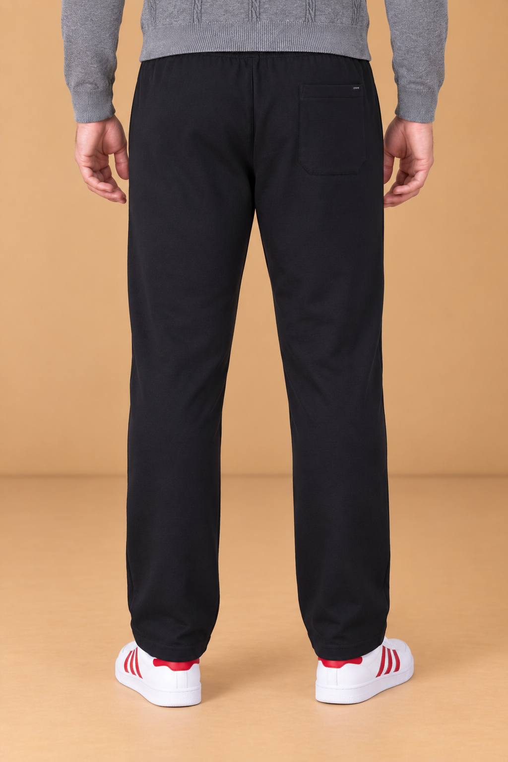 Men’s Black Cotton Brushed Fleece Lower – Regular Fit Winter Track Pants