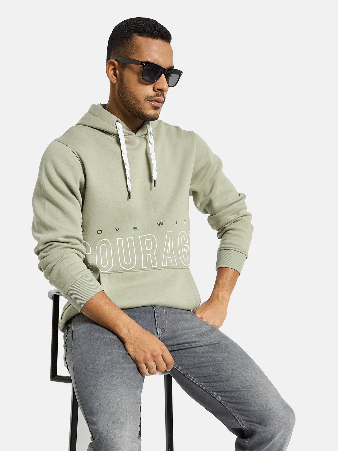 Octave Men Printed Hooded Sweatshirt