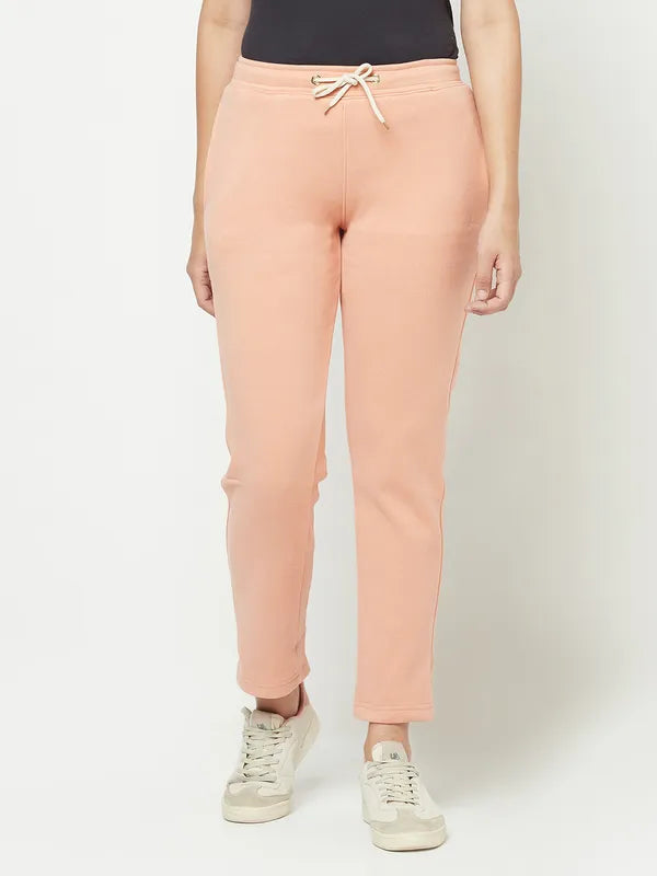 Women Suede Pink Trackpants