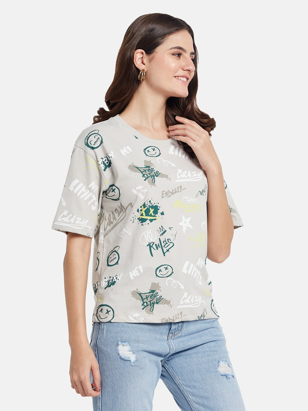 METTLE Typography Printed Round Neck Cotton T-shirt