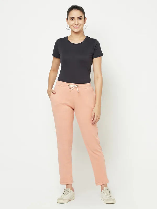 Women Suede Pink Trackpants