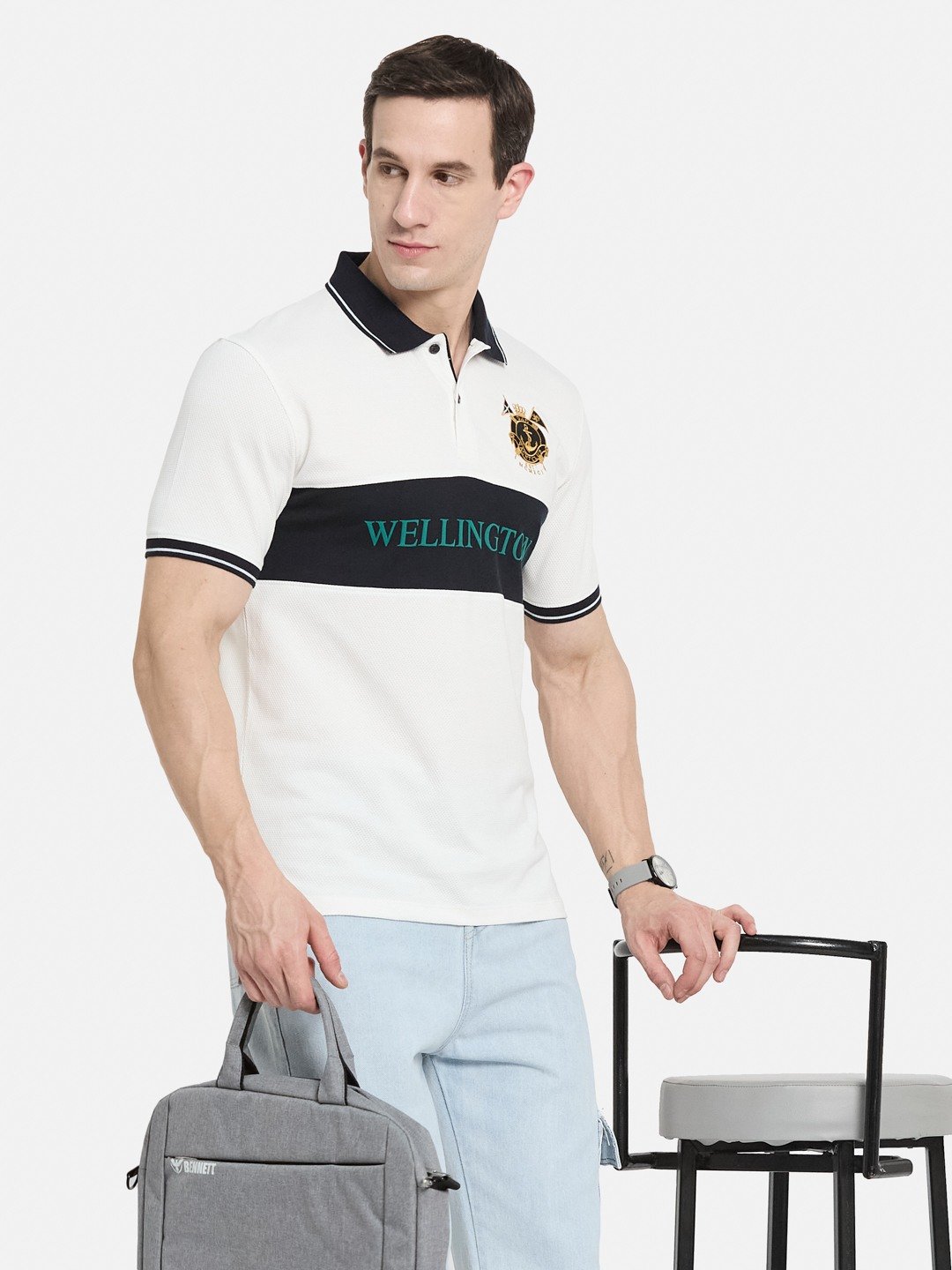CUT N SEW  CHEST PRINT EMBROIDED APPLIQUE  T-SHIRT