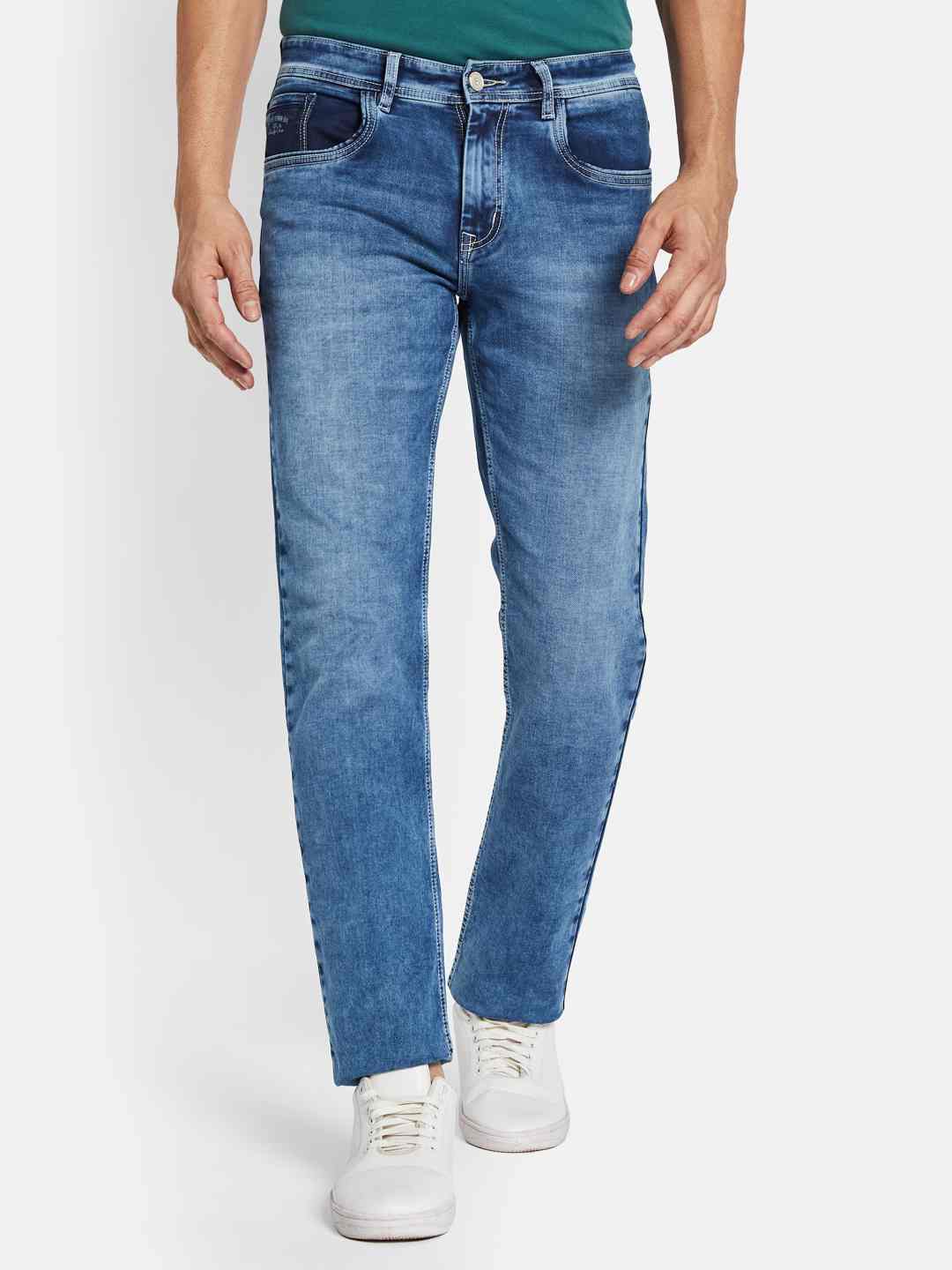 Octave Men Mildly Distressed Heavy Fade Stretchable Jeans