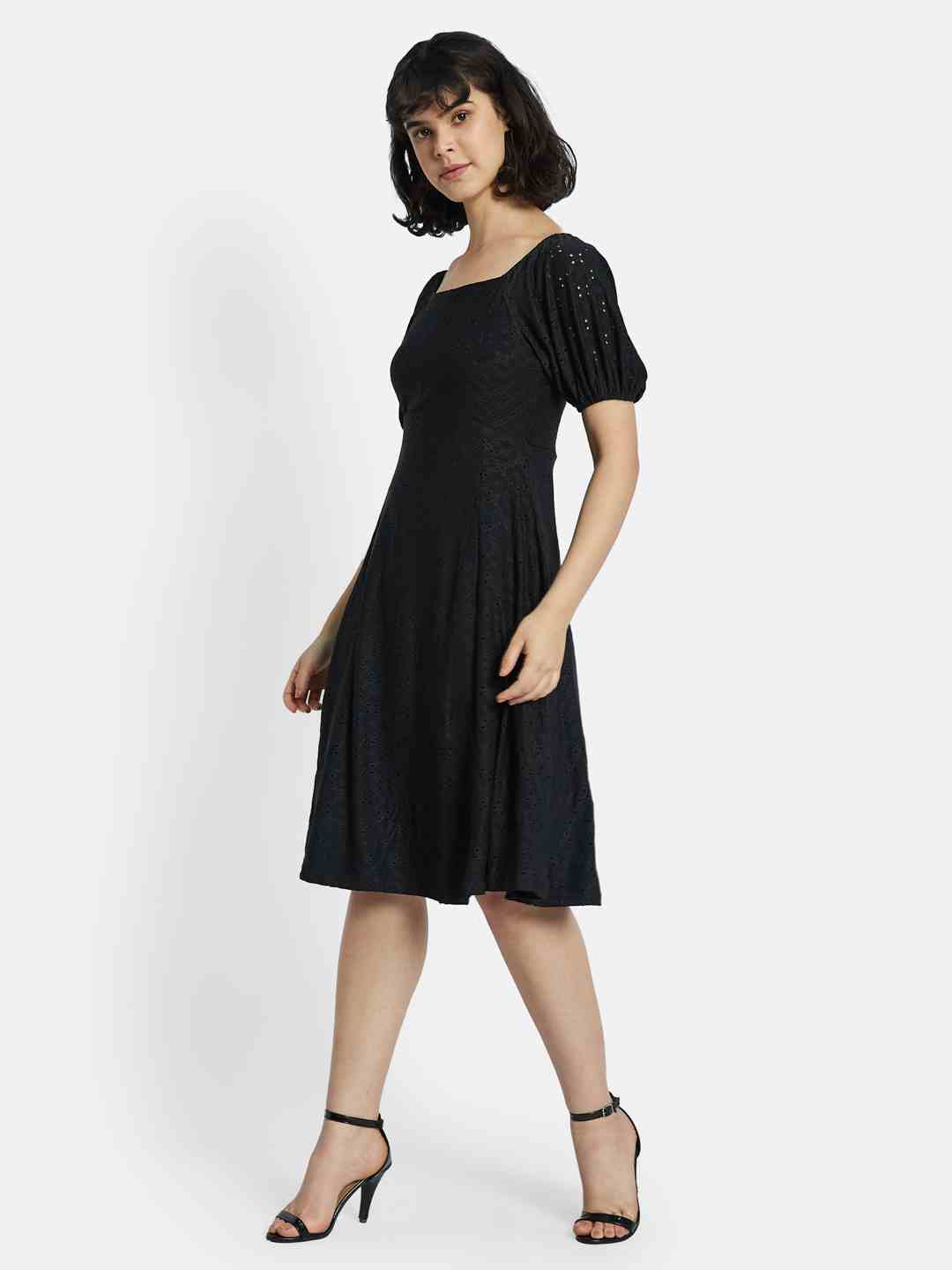 METTLE Puff Sleeve Fit & Flare Dress