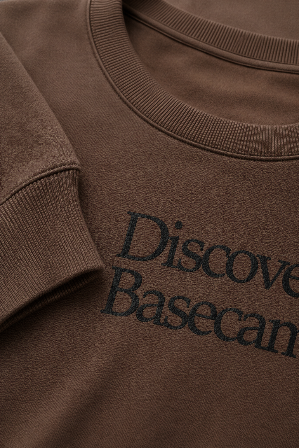Men’s Espresso Cotton Fleece Crew Neck Sweatshirt – Regular Fit Full Sleeve Discovery Graphic Sweatshirt