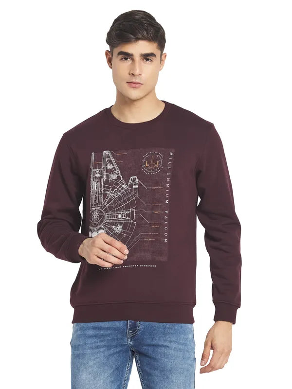 Octave Men Brown Printed Sweatshirt