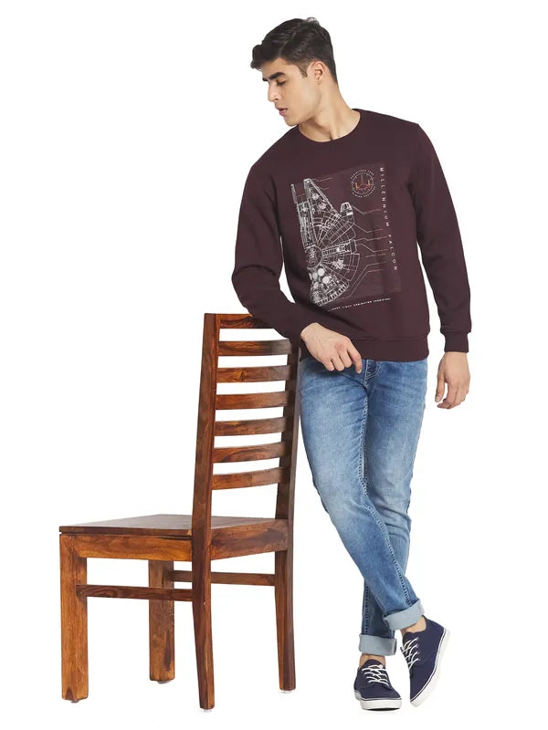 Octave Men Brown Printed Sweatshirt