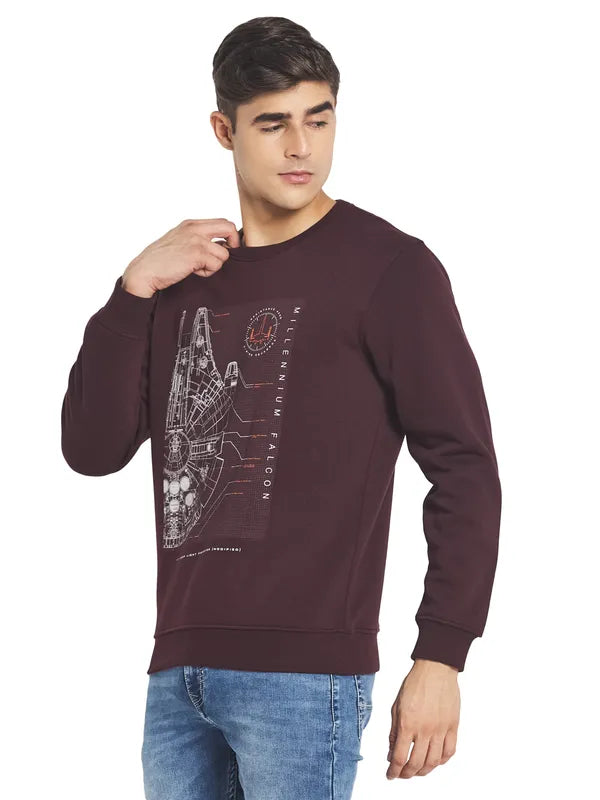 Octave Men Brown Printed Sweatshirt