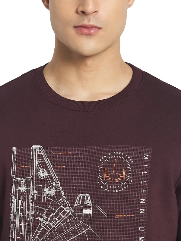 Octave Men Brown Printed Sweatshirt