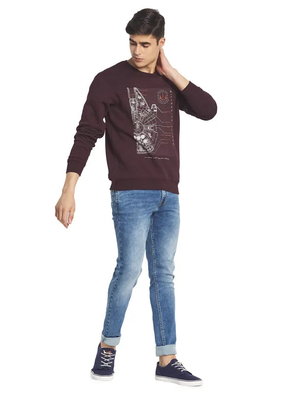 Octave Men Brown Printed Sweatshirt