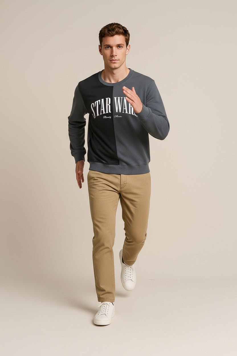 Octave Men Colourblocked Round Neck Sweatshirt