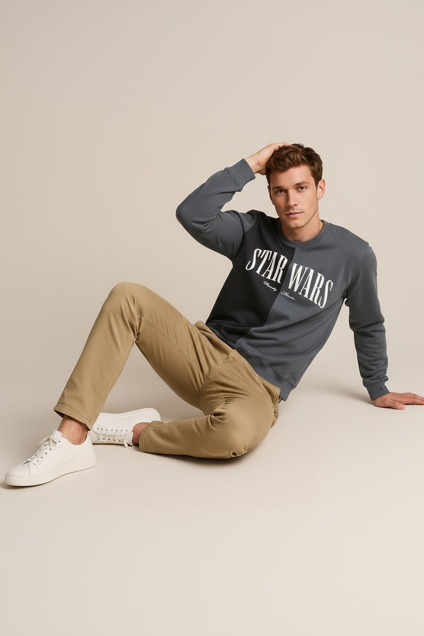 Octave Men Colourblocked Round Neck Sweatshirt