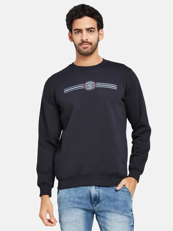 Octave Men Navy Blue Printed Sweatshirt