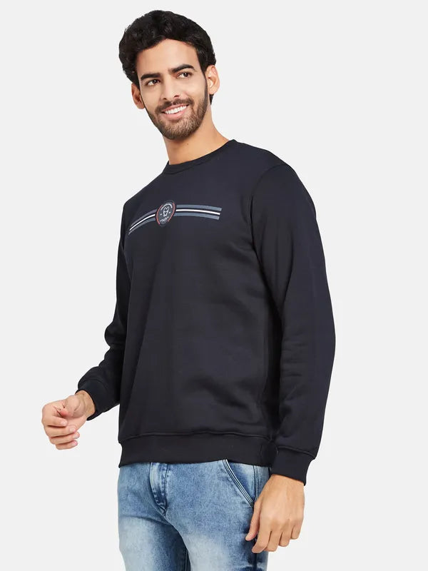 Octave Men Navy Blue Printed Sweatshirt