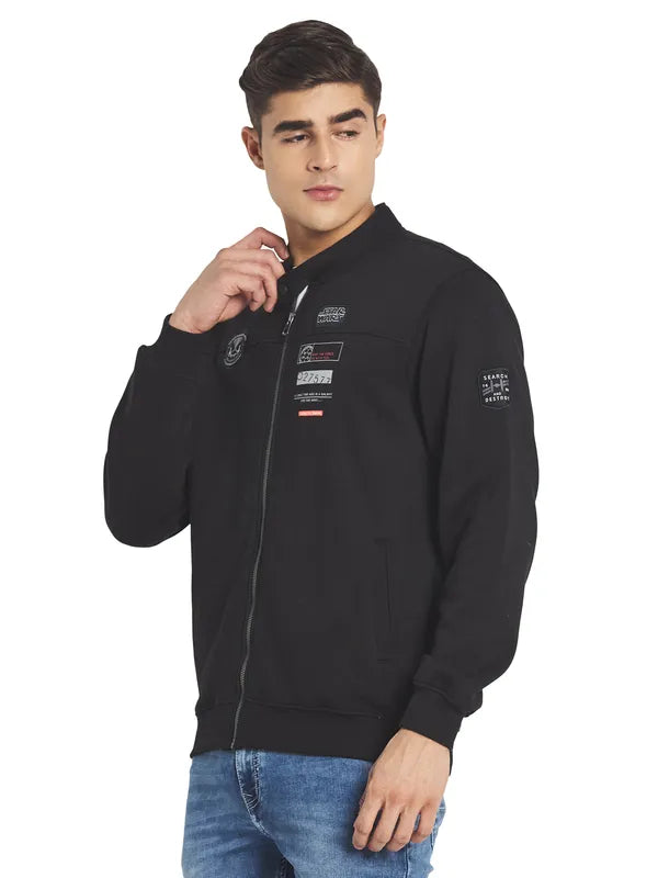 Octave Men Black Front-Open Sweatshirt