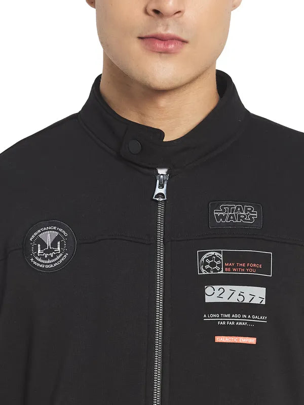 Octave Men Black Front-Open Sweatshirt