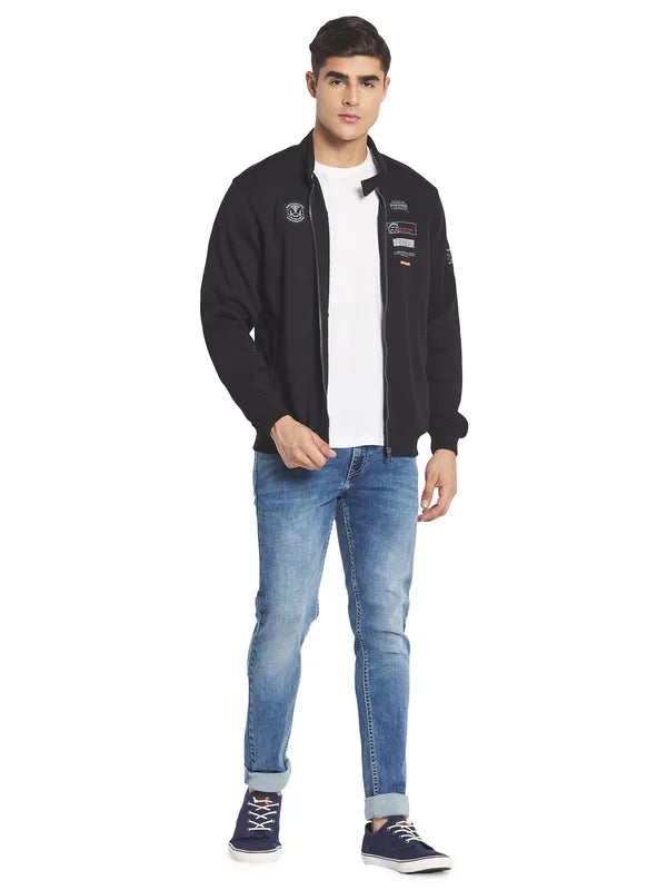 Octave Men Black Front-Open Sweatshirt
