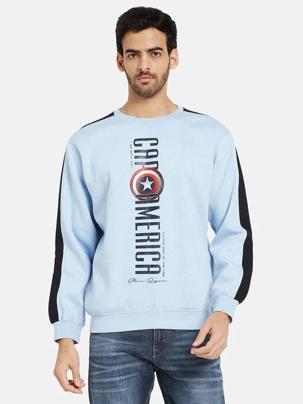 Octave Men Blue Printed Sweatshirt