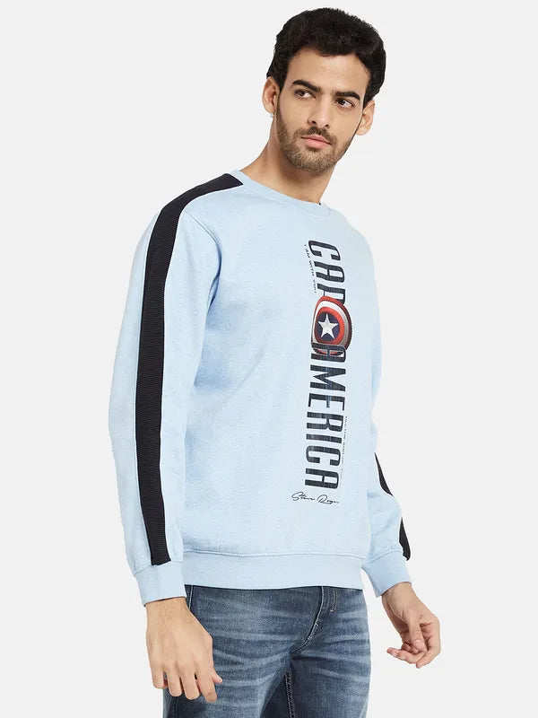 Octave Men Blue Printed Sweatshirt